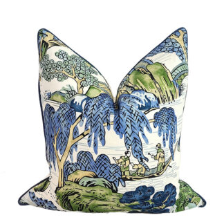 CHINOISERIE ASIAN SCENIC PILLOW