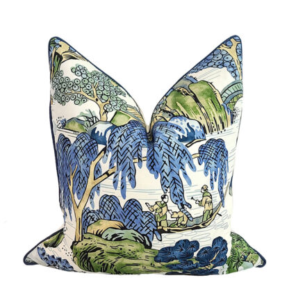 CHINOISERIE ASIAN SCENIC PILLOW