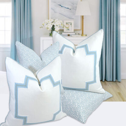 BISCAYNE COLLETION FRET PILLOW / BLUE - EUCALYPTUS - Image 2