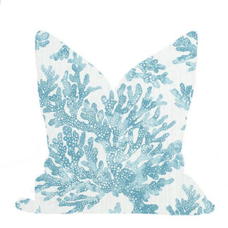 BLUE EUCALYPTUS MARINE CORAL PILLOW