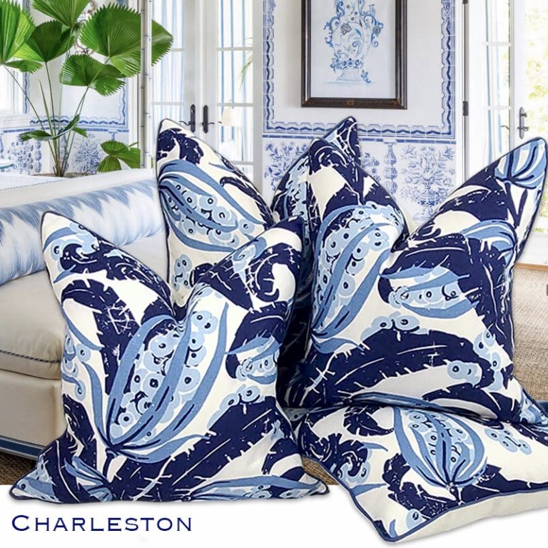 CHARLESTON COLLECTION BLU BROMELIAD PILLOW