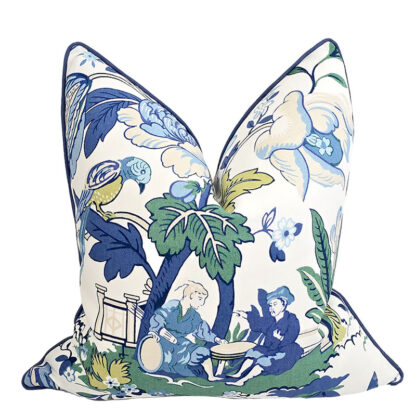 CHARLESTON CHINOISERIE GARDEN PILLOW / BLUE - GREEN