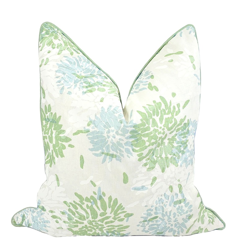 CHRYSANTHEMUM PILLOW IN GREEN AND SKY