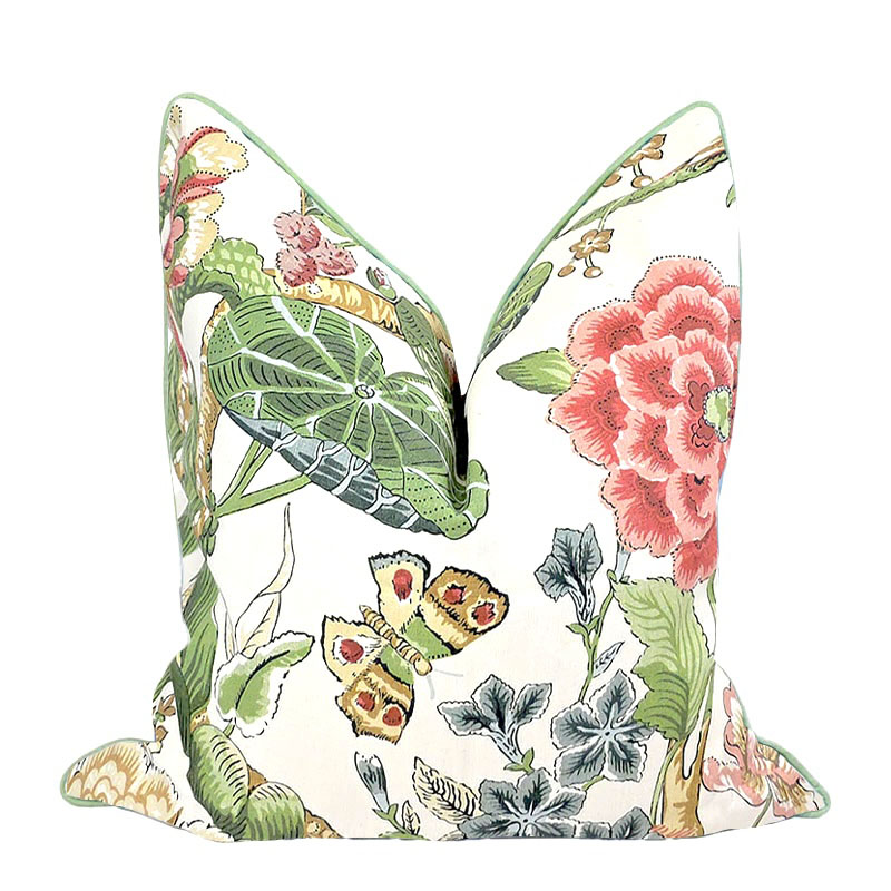HILL GARDEN PILLOW IN GREEN CORAL