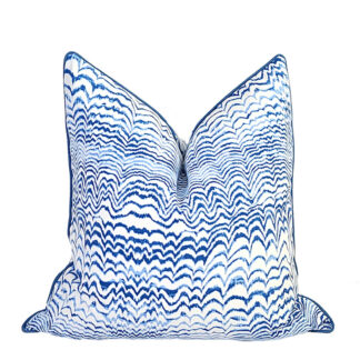 BLUE INK WAVE PILLOW