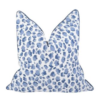 Leaping Leopards Pillow- Blue