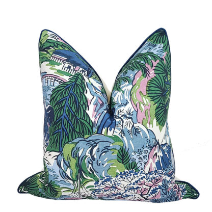 BLUE GREEN PAGODA TREE PILLOW