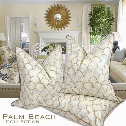 PALM BEACH COLLECTION OYSTER SCALLOP PILLOW / CAPIZ - Image 3