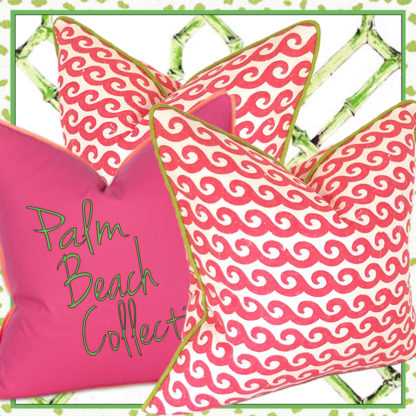 PALM BEACH COLLECTION MAKING WAVES PILLOW  COVER / PINK - Image 4