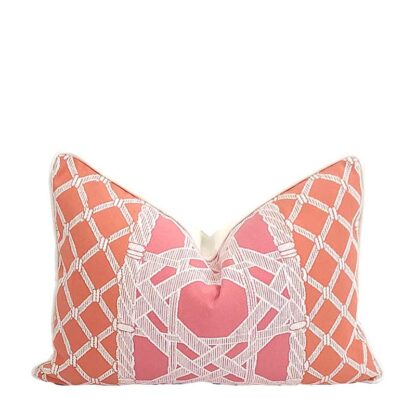 TRELLIAGE LUMBAR PILLOW IN PINK AND SALMON