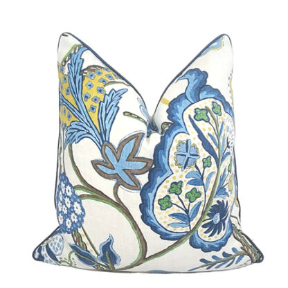 BLUE AND YELLOW LINEN WINDSOR PILLOW