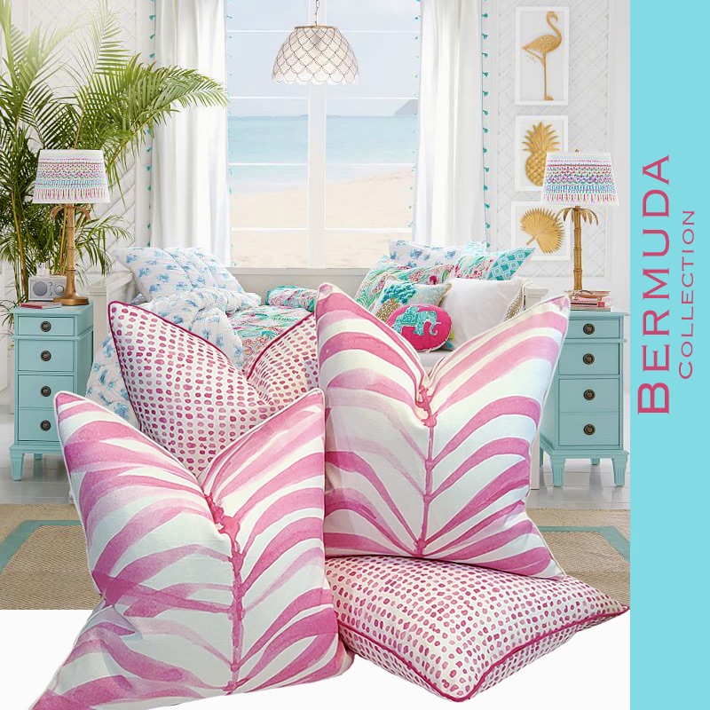 BERMUDA COLLECTION PALM FROND PILLOW / PINK