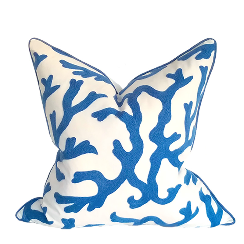 Unique Beach Pillows Coral Embroidered Pillow Cover