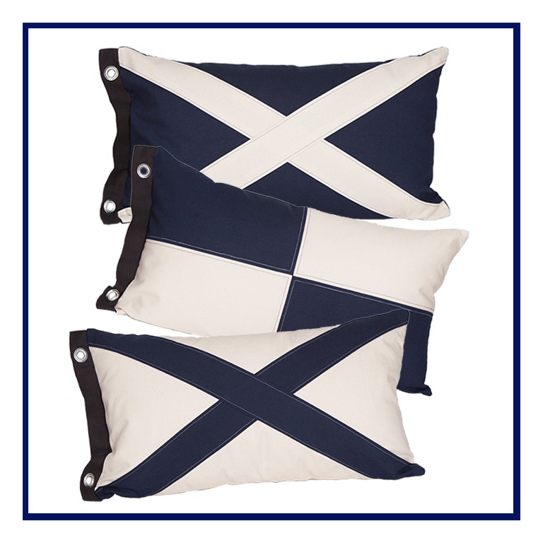 2 Nautical Color Scheme-Hand-Pieced, Thick Cotton Duck Pillows