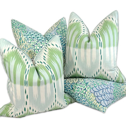 BISCAYNE COLLECTION BUKHARA IKAT PILLOW / EUCALYPTUS-LEAF - Image 2