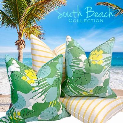 SOUTH BEACH COLLECTION PINEAPPLE CRICKET STRIPE PILLOW w/ OPTIONS - Image 3