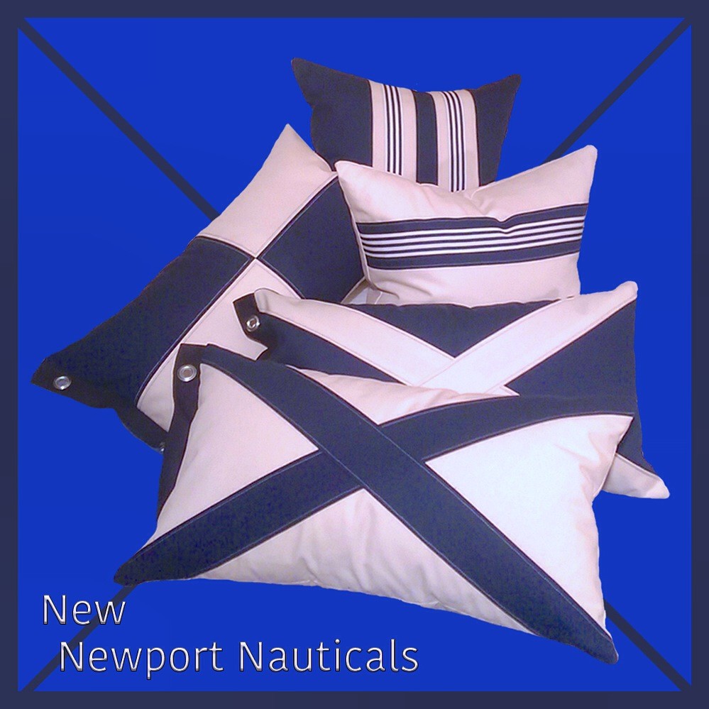 2 Nautical Color Scheme-Hand-Pieced, Thick Cotton Duck Pillows