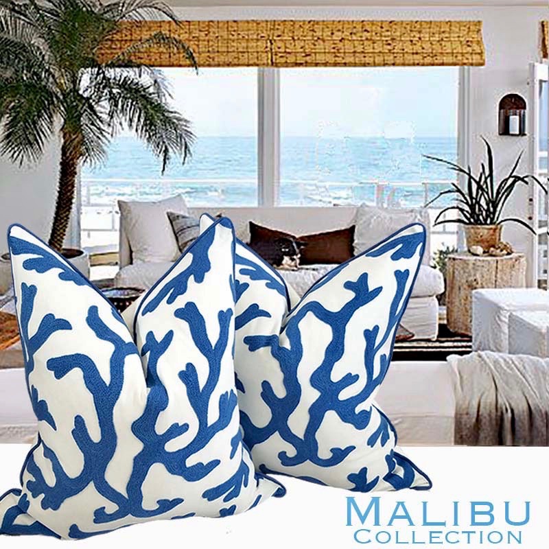 Unique Beach Pillows Coral Embroidered Pillow Cover