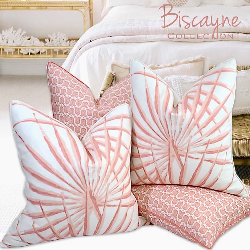 BISCAYNE COLLECTION PALMETTO PALM PILLOW SALMON